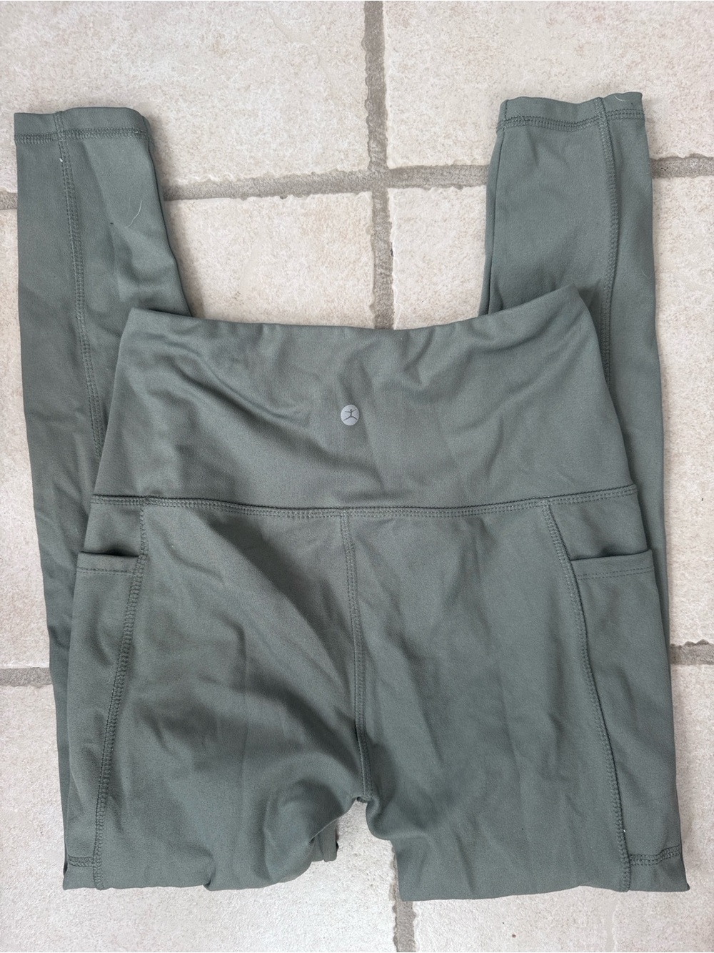 Danskin High-Waist Olive Green Leggings with Side Pockets
